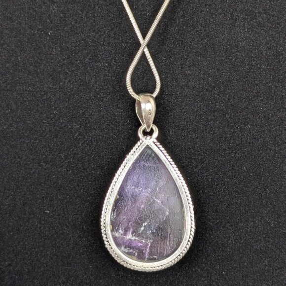 Vintage 925 Amethyst Cabochon Pendant - Picture 6 of 10